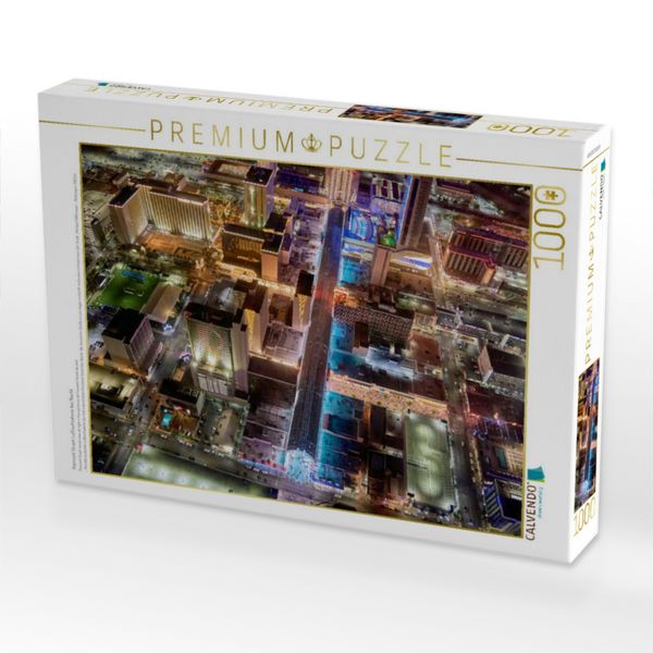 Produktbild: CALVENDO Puzzle Fremont Street Luftaufnahme bei Nacht | 1000 Teile Lege-Gr&ouml;&szlig;e 64x48cm Foto-Puzzle f&uuml;r gl&uuml;ckliche Stunden