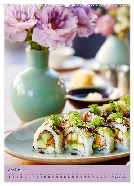 Produktbild: Sushi Kalender - Japanisches Essen f&uuml;r Sushi Liebhaber (hochwertiger Premium Wandkalender 2026 DIN A2 hoch), Kunstdruck in Hochglanz