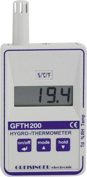 Produktbild: Greisinger GFTH 200 Luftfeuchtemessger&auml;t (Hygrometer) 0 % rF 100 % rF Taupunkt-/Schimmelwarnanzeige