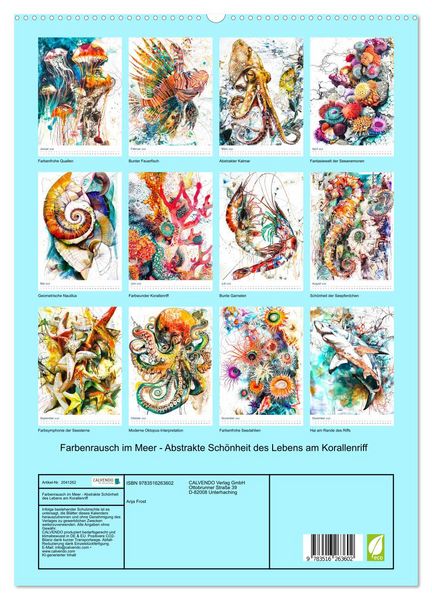 Produktbild: Farbenrausch im Meer - Abstrakte Sch&ouml;nheit des Lebens am Korallenriff (hochwertiger Premium Wandkalender 2026 DIN A2 hoch), Kunstdruck in Hochglanz