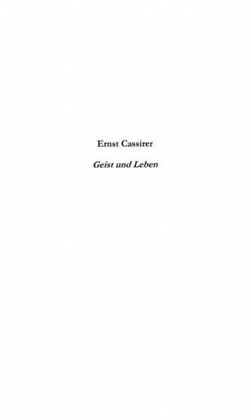 Produktbild: Ernst cassirer geist und leben