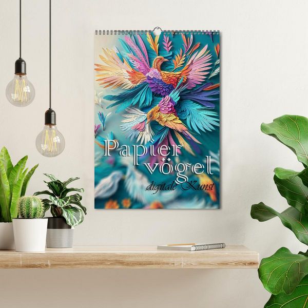 Produktbild: Papierv&ouml;gel - Digitale Kunst (Wandkalender 2026 DIN A3 hoch), CALVENDO Monatskalender