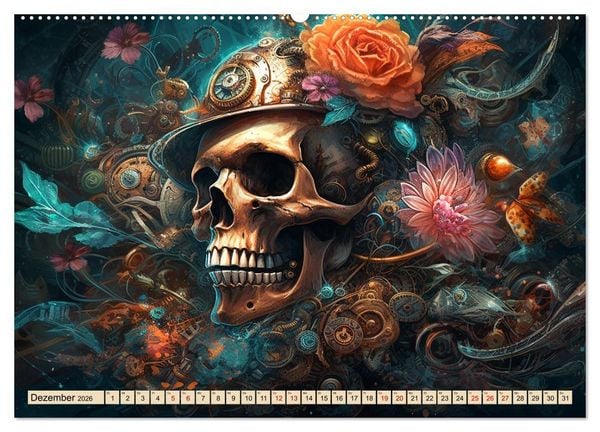 Produktbild: Floraler Steampunk (hochwertiger Premium Wandkalender 2026 DIN A2 quer), Kunstdruck in Hochglanz