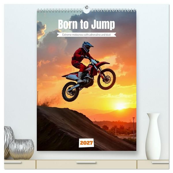 Produktbild: Born to Jump - Extreme motocross with adrenaline and dust (High Quality Premium Wall Calendar 2027 DIN A2 portrait),CALVENDO 12 Month Wall Calendar