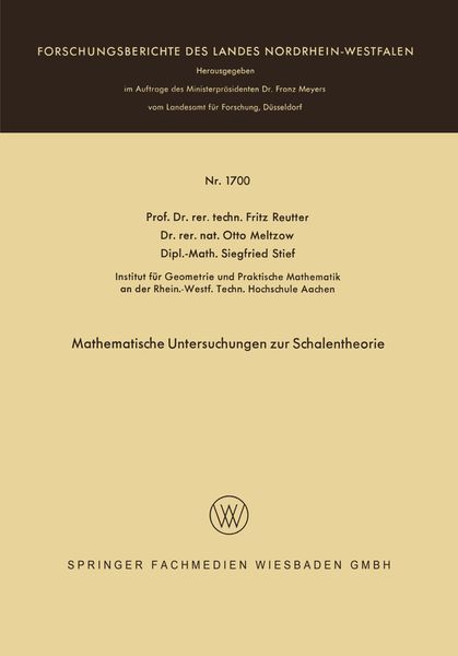 Produktbild: Mathematische Untersuchungen zur Schalentheorie