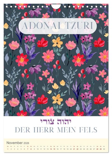 Produktbild: Hebr&auml;ische Namen Gottes aus der Torah (Wandkalender 2026 DIN A4 hoch), CALVENDO Monatskalender