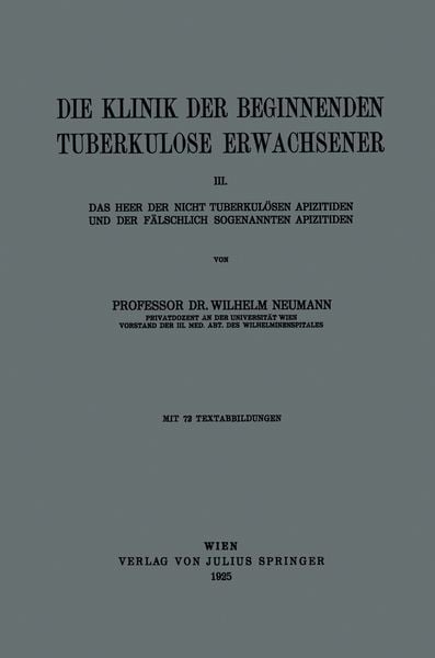 Produktbild: Die Klinik der Beginnenden Tuberkulose Erwachsener