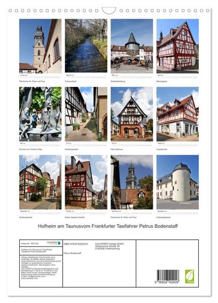Produktbild: Hofheim am Taunusvom Frankfurter Taxifahrer Petrus Bodenstaff (Wandkalender 2026 DIN A3 hoch), CALVENDO Monatskalender