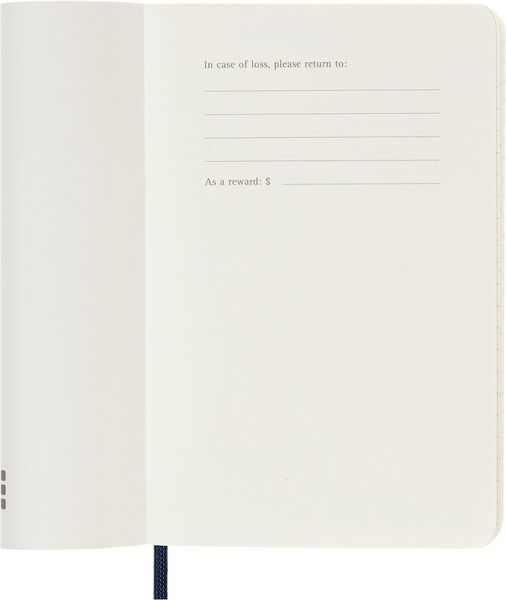 Produktbild: Moleskine 18 Monate Wochen Notizkalender 2026/2027, Pocket/A6, 1 Wo = 1 Seite, rechts linierte Seite, Weicher Einband, Saphir