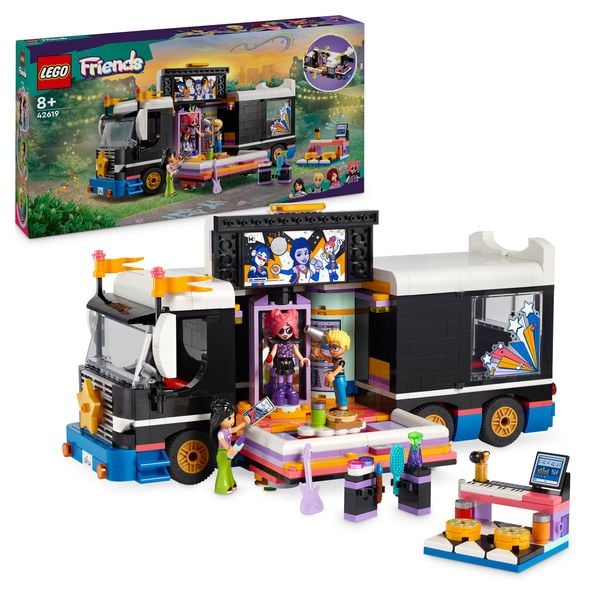 LEGO Friends 42619 Popstar-Tourbus, Musik-Set mit LKW-Spielzeug und Figuren