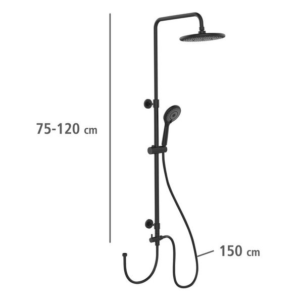 Produktbild: Duschsystem Watersaving Schwarz, bis zu 40 % Wasserersparnis