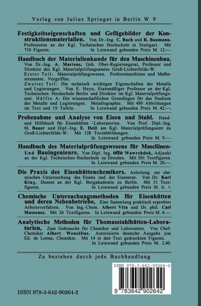 Produktbild: Die praktische Nutzanwendung der Pr&uuml;fung des Eisens durch &Auml;tzverfahren und mit Hilfe des Mikroskopes