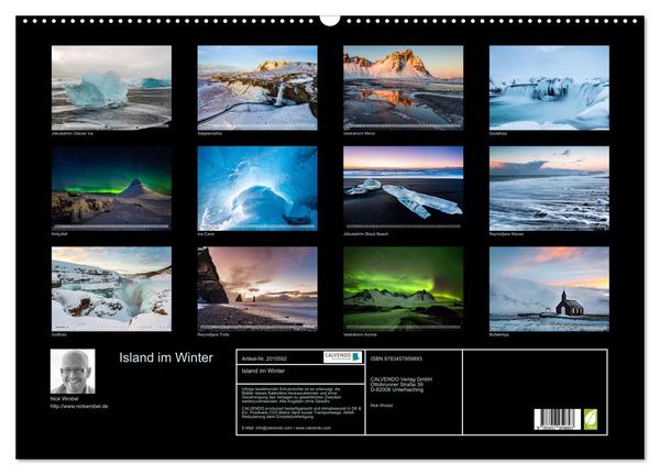Produktbild: Island im Winter (Wandkalender 2026 DIN A2 quer), CALVENDO Monatskalender