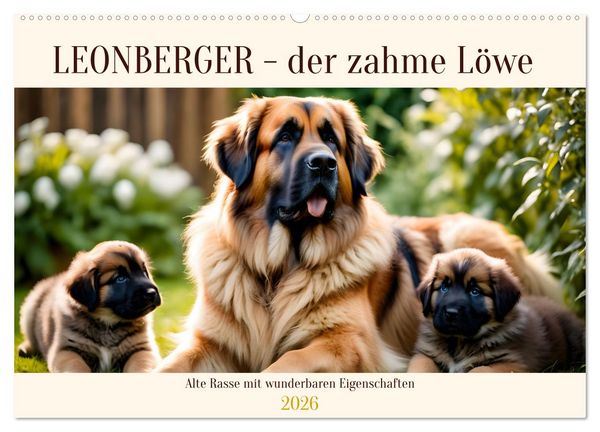 Leonberger - der zahme Löwe (Wandkalender 2026 DIN A2 quer), CALVENDO Monatskalender