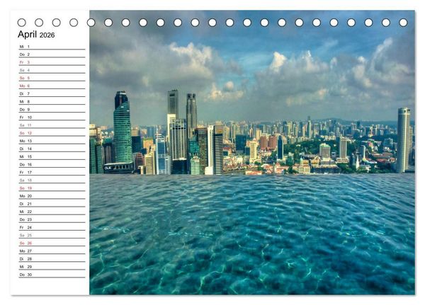 Produktbild: Singapur Stadt der Skylines (Tischkalender 2026 DIN A5 quer), CALVENDO Monatskalender
