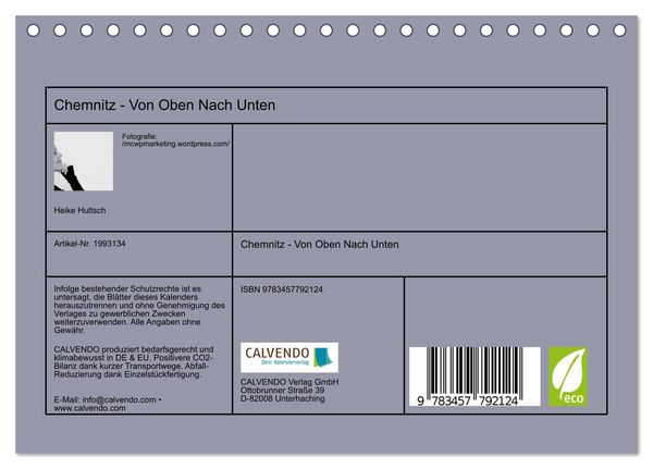 Produktbild: Chemnitz - Von Oben Nach Unten (Tischkalender 2026 DIN A5 quer), CALVENDO Monatskalender