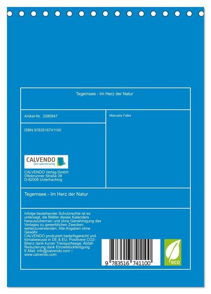 Produktbild: Tegernsee - Im Herz der Natur (Tischkalender 2026 DIN A5 hoch), CALVENDO Monatskalender