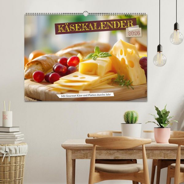 Produktbild: K&auml;sekalender - mit Gourmet K&auml;se und Platten durchs Jahr (Wandkalender 2026 DIN A2 quer), CALVENDO Monatskalender