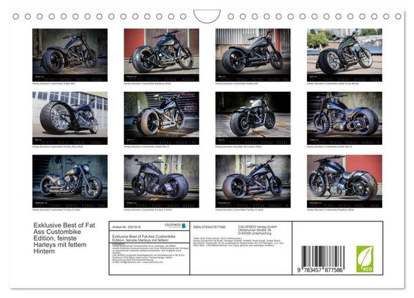 Produktbild: Exklusive Best of Fat Ass Custombike Edition, feinste Harleys mit fettem Hintern (Wandkalender 2026 DIN A4 quer), CALVENDO Monatskalender