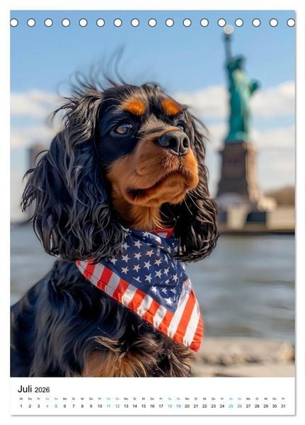 Produktbild: Cavalier King Charles Spaniel - Lustige Weltenreise im Selfie-Modus (Tischkalender 2026 DIN A5 hoch), CALVENDO Monatskalender