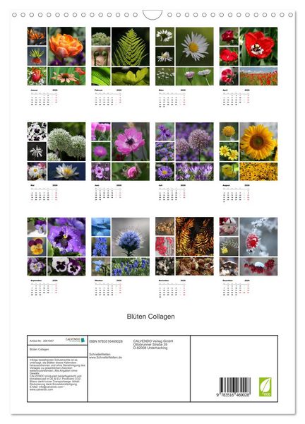 Produktbild: Bl&uuml;ten Collagen (Wandkalender 2026 DIN A3 hoch), CALVENDO Monatskalender