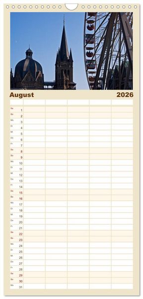 Produktbild: Familienplaner 2026 - Kaiserstadt Aachen mit 5 Spalten (Wandkalender, 21 x 45 cm) CALVENDO