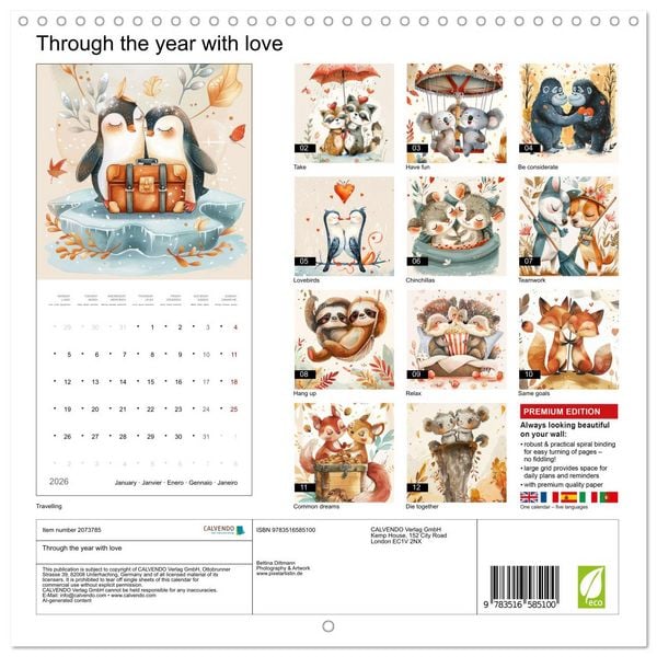Produktbild: Through the year with love (Wall Calendar 2026 12 &times; 12 Inch) CALVENDO 12 Month Wall Calendar