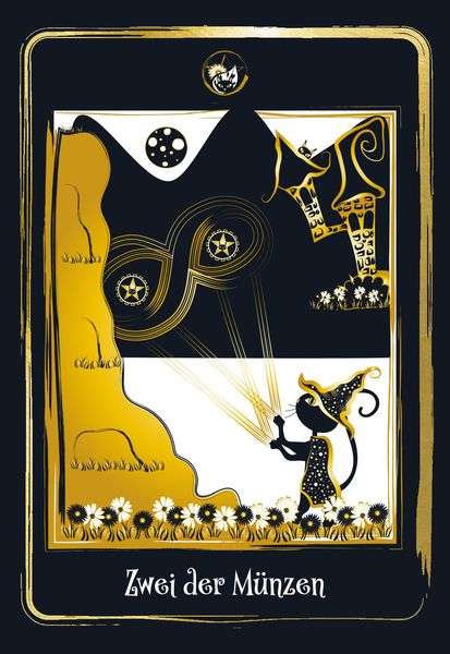 Produktbild: Golden Black Cat Tarot - Hochwertige St&uuml;lpdeckelschachtel mit Goldfolie