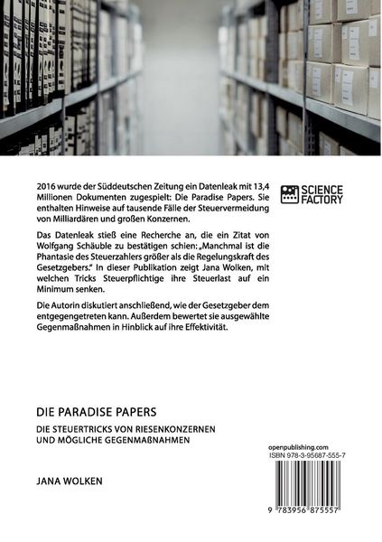 Produktbild: Die Paradise Papers. Die Steuertricks von Riesenkonzernen und m&ouml;gliche Gegenma&szlig;nahmen