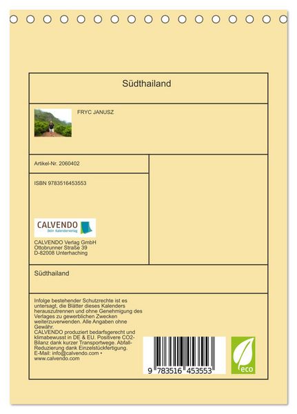 Produktbild: S&uuml;dthailand (Tischkalender 2026 DIN A5 hoch), CALVENDO Monatskalender