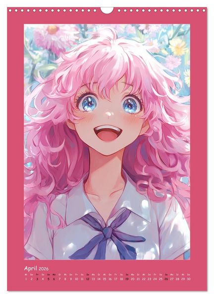 Produktbild: Zauberhafte Momente. Rosa Tr&auml;ume im Manga-Stil (Wandkalender 2026 DIN A3 hoch), CALVENDO Monatskalender
