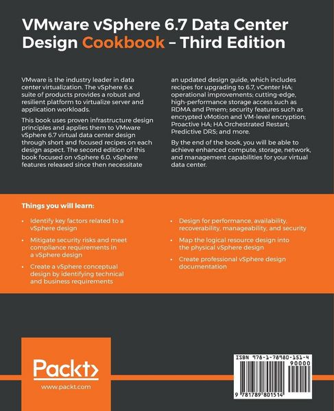 Produktbild: VMware vSphere 6.7 Data Center Design Cookbook - Third Edition