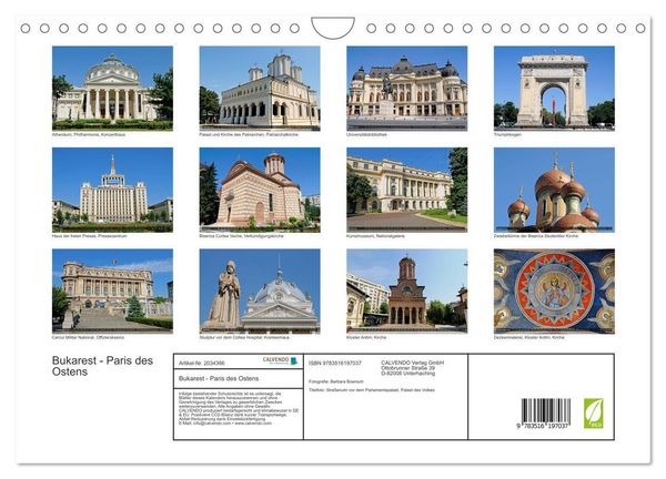 Produktbild: Bukarest - Paris des Ostens (Wandkalender 2026 DIN A4 quer), CALVENDO Monatskalender