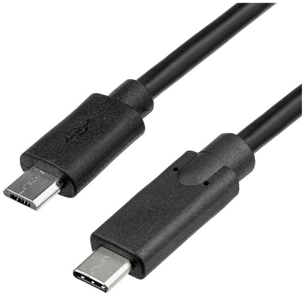 Akyga USB-Kabel USB-Micro-B Stecker, USB-C Stecker 1.00m Schwarz AK-USB-16