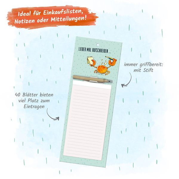 Produktbild: Tr&ouml;tsch Notizblock mit Stift und Magnet Krabbe