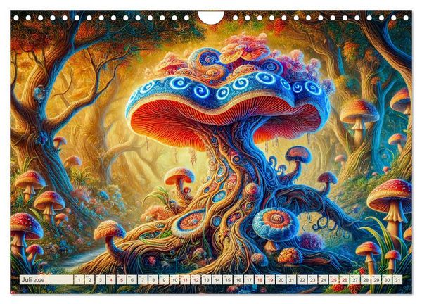 Produktbild: Psychedelische Pilze - Die bunte Welt der magischen Pilze (Wandkalender 2026 DIN A4 quer), CALVENDO Monatskalender