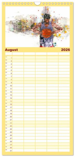 Produktbild: Familienplaner 2026 - Basketball Art mit 5 Spalten (Wandkalender, 21 x 45 cm) CALVENDO