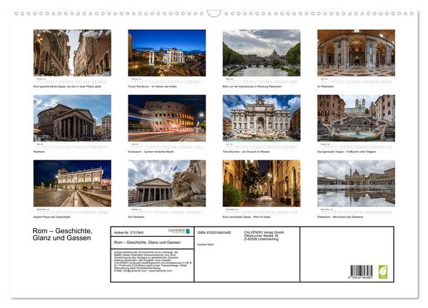 Produktbild: Rom &ndash; Geschichte, Glanz und Gassen (Wandkalender 2026 DIN A2 quer), CALVENDO Monatskalender