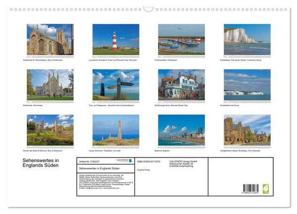 Produktbild: Sehenswertes in Englands S&uuml;den (Wandkalender 2026 DIN A2 quer), CALVENDO Monatskalender