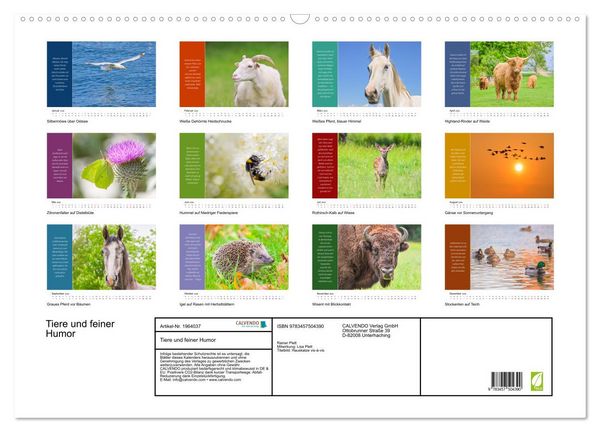 Produktbild: Tiere und feiner Humor (Wandkalender 2026 DIN A2 quer), CALVENDO Monatskalender