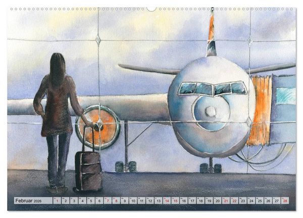 Produktbild: Frankfurt in Aquarell (hochwertiger Premium Wandkalender 2026 DIN A2 quer), Kunstdruck in Hochglanz