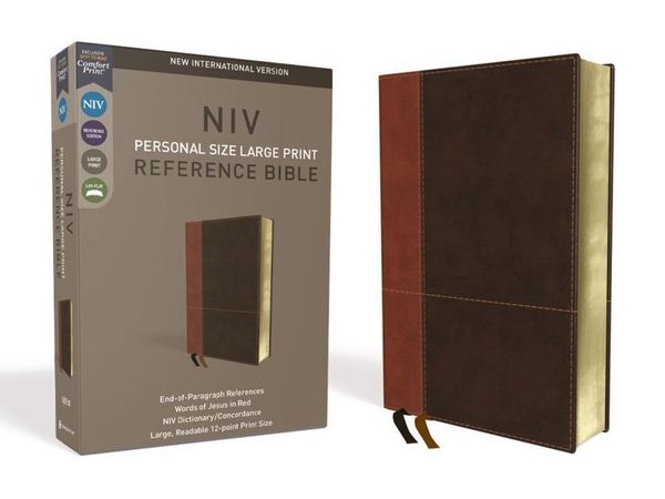 Produktbild: NIV, Personal Size Reference Bible, Large Print, Imitation Leather, Brown, Red Letter Edition, Comfort Print
