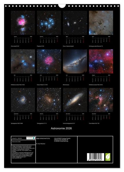 Produktbild: Astronomie 2026 (Wandkalender 2026 DIN A3 hoch), CALVENDO Monatskalender