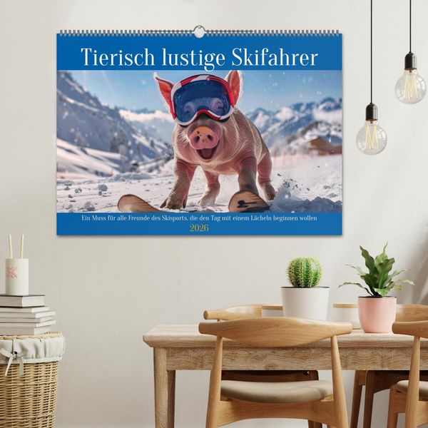 Produktbild: Tierisch lustige Skifahrer (Wandkalender 2026 DIN A2 quer), CALVENDO Monatskalender