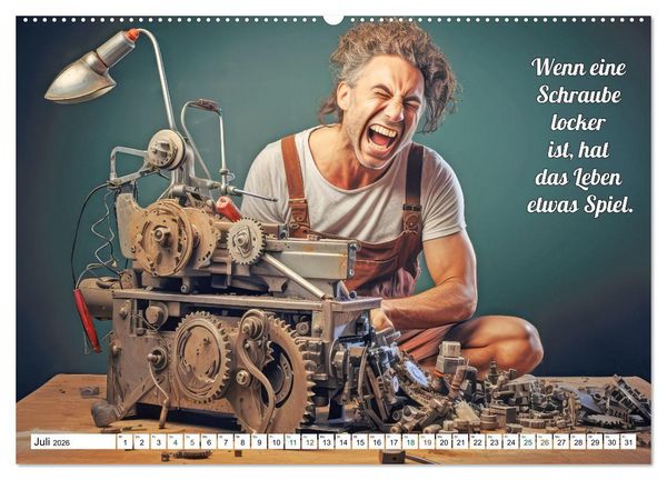 Produktbild: Spr&uuml;che mit Humor - KI-Bilder (hochwertiger Premium Wandkalender 2026 DIN A2 quer), Kunstdruck in Hochglanz