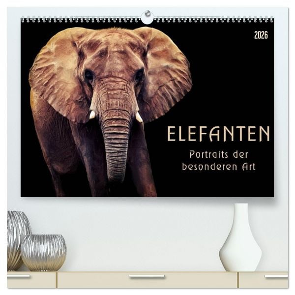 Produktbild: Elefanten - Portraits der besonderen Art (hochwertiger Premium Wandkalender 2026 DIN A2 quer), Kunstdruck in Hochglanz