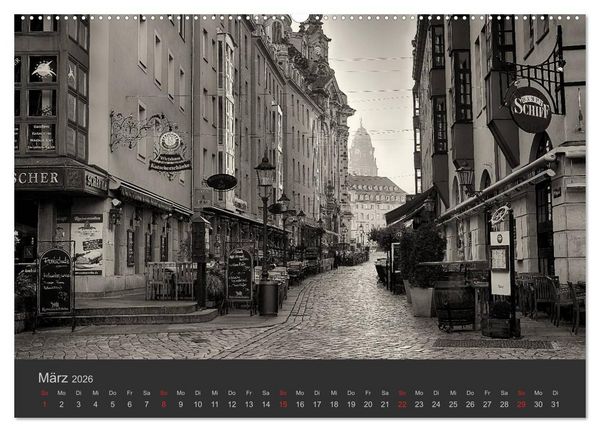 Produktbild: Dresden Schwarz Weiss 2026 (hochwertiger Premium Wandkalender 2026 DIN A2 quer), Kunstdruck in Hochglanz
