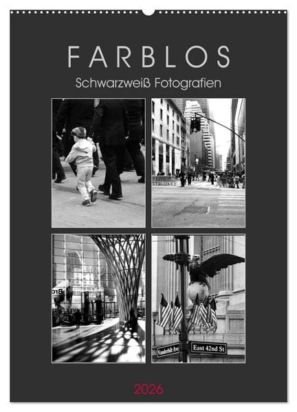 Produktbild: F A R B L O S - Schwarzwei&szlig; Fotografien (Wandkalender 2026 DIN A2 hoch), CALVENDO Monatskalender