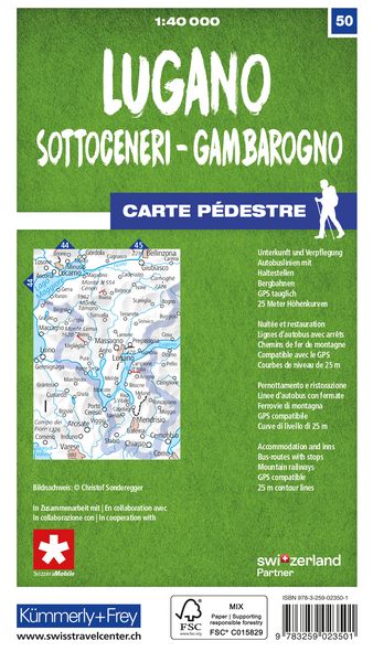 Produktbild: Lugano - Sottoceneri - Gambarogno 50 Wanderkarte
