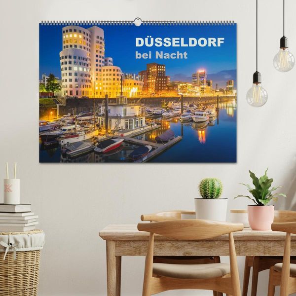 Produktbild: D&uuml;sseldorf bei Nacht (Wandkalender 2026 DIN A2 quer), CALVENDO Monatskalender